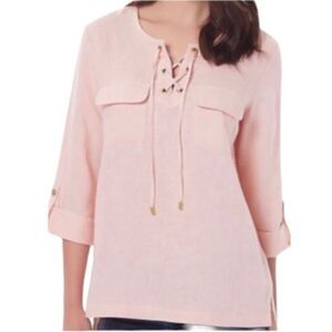 Ellen Tracy Company 100% Linen Tunic Top